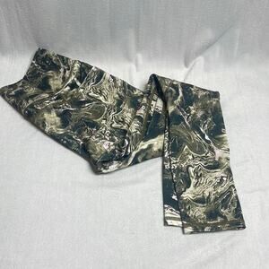 FLX Green and cream Marble Pattern Leggings Size XS